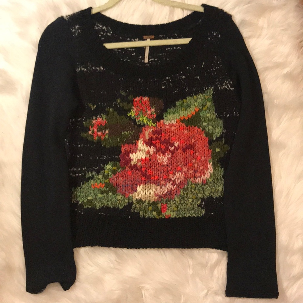 Free People Flower Knit Sweater - Picture 1 of 4